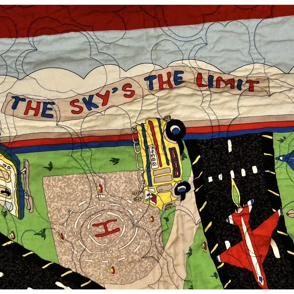 Handmade Quilt Child's Room Airport Planes Cars 48